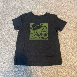 Cat & Jack Sports Graphic Tee - Charcoal Gray, Neon Lime Green. Small S 6-6